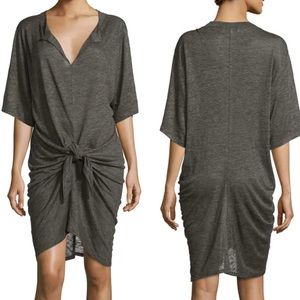 IRO Arwen Tie-Front 100% Linen Dress in Dark Gray Size Small